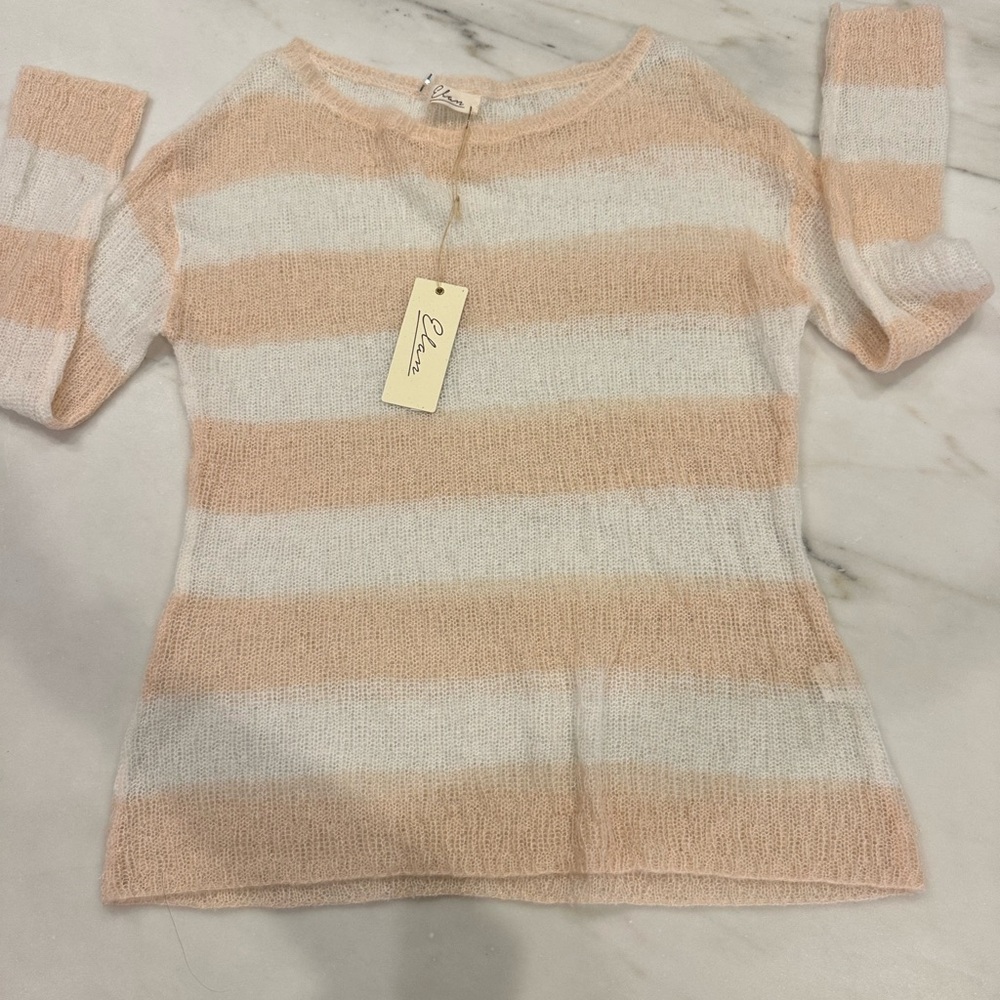 Elan NWT Peach and White Knit Sweater women’s size medium